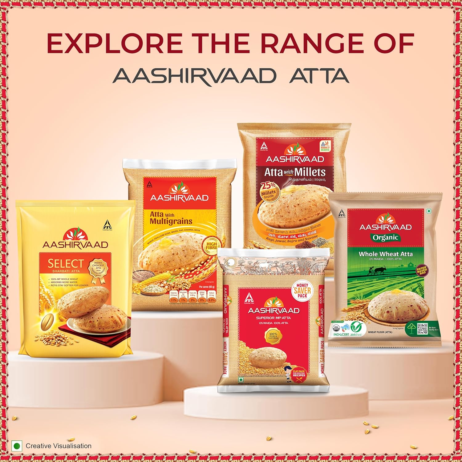 Aashirvaad Superior MP Atta, 100% Whole Wheat Flour, 0% Maida, 5kg