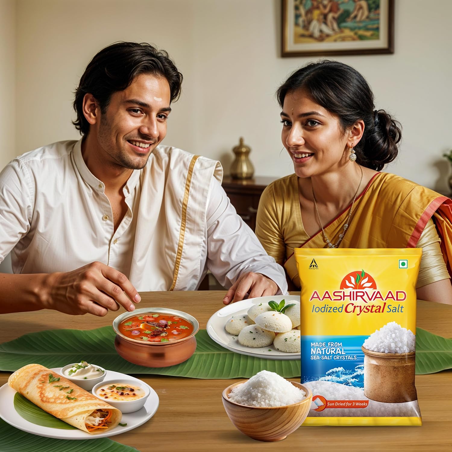 Aashirvaad Iodized Crystal Salt, 1kg