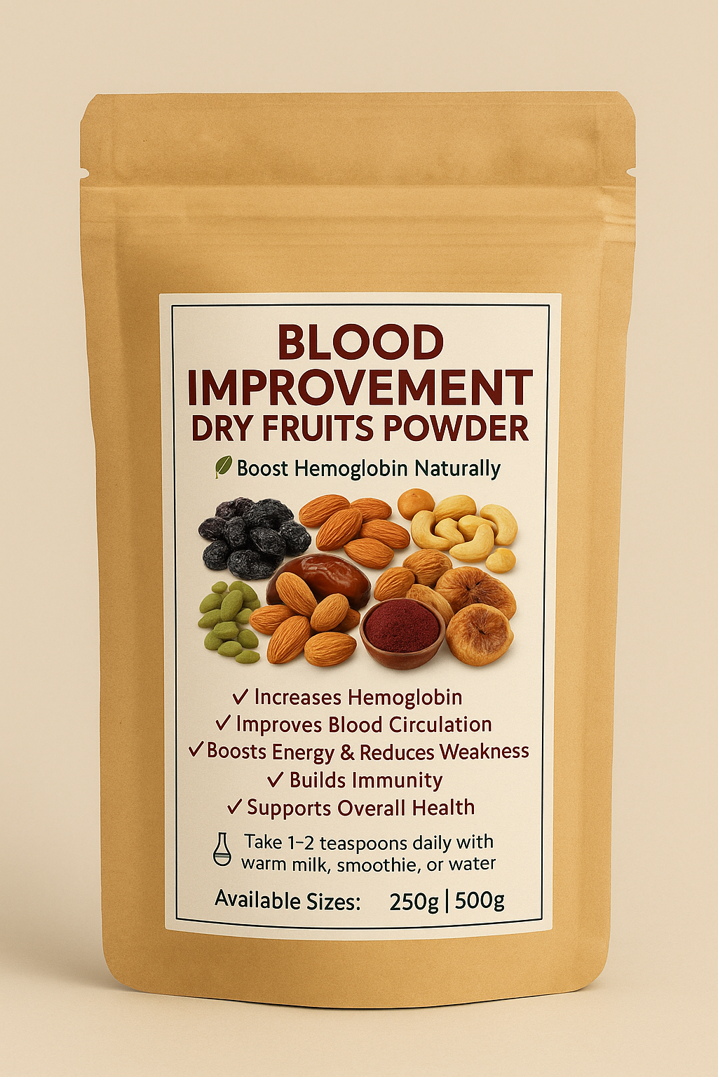 🌿 Blood Improvement Dry Fruits Powder Boost Hemoglobin Naturally | 100% Pure & Handmade)eens, women, pregnant ladies, anemia cases