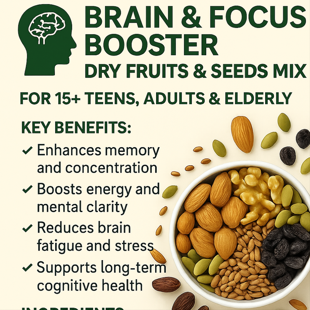 🧠 Brain & Focus Booster Dry Fruits & Seeds Mix For 15+ Teens, Adults & Elderly