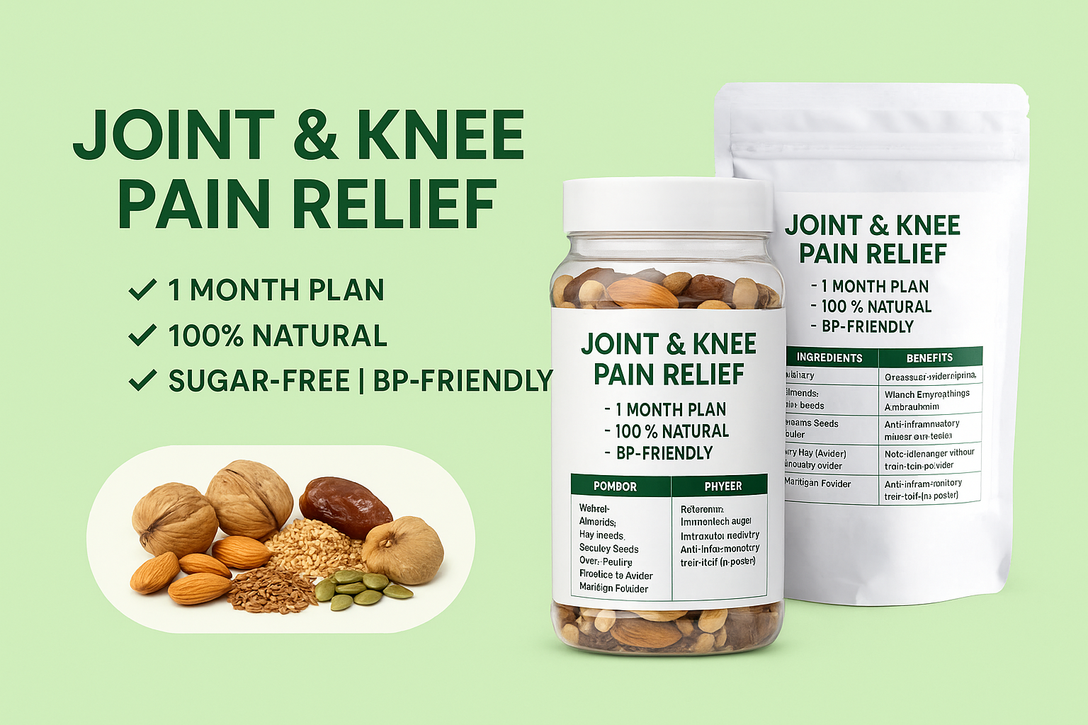 🦵 Joint & Knee Pain Relief – 1 Month Plan 🌿 100% Natural | Sugar-Free | BP-Friendly  (Home made)