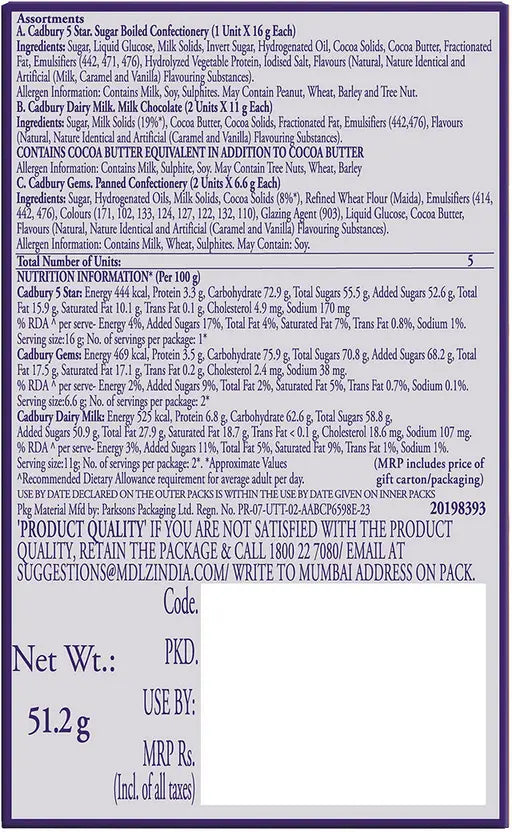 Cadbury Celebrations Assorted Chocolate Gift Pack Bars  (51.2 g)